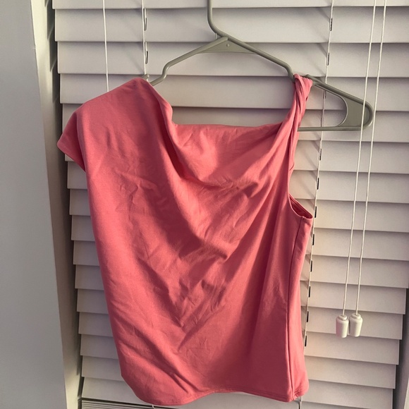 WORN ONCE Abercrombie Asymmetrical Cotton-Modal Twist Top - PINK, M - Picture 2 of 4